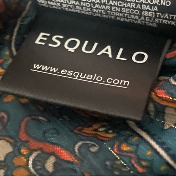 Esqualo green multi print semi sheer blouse size 12 - Picture 9 of 13